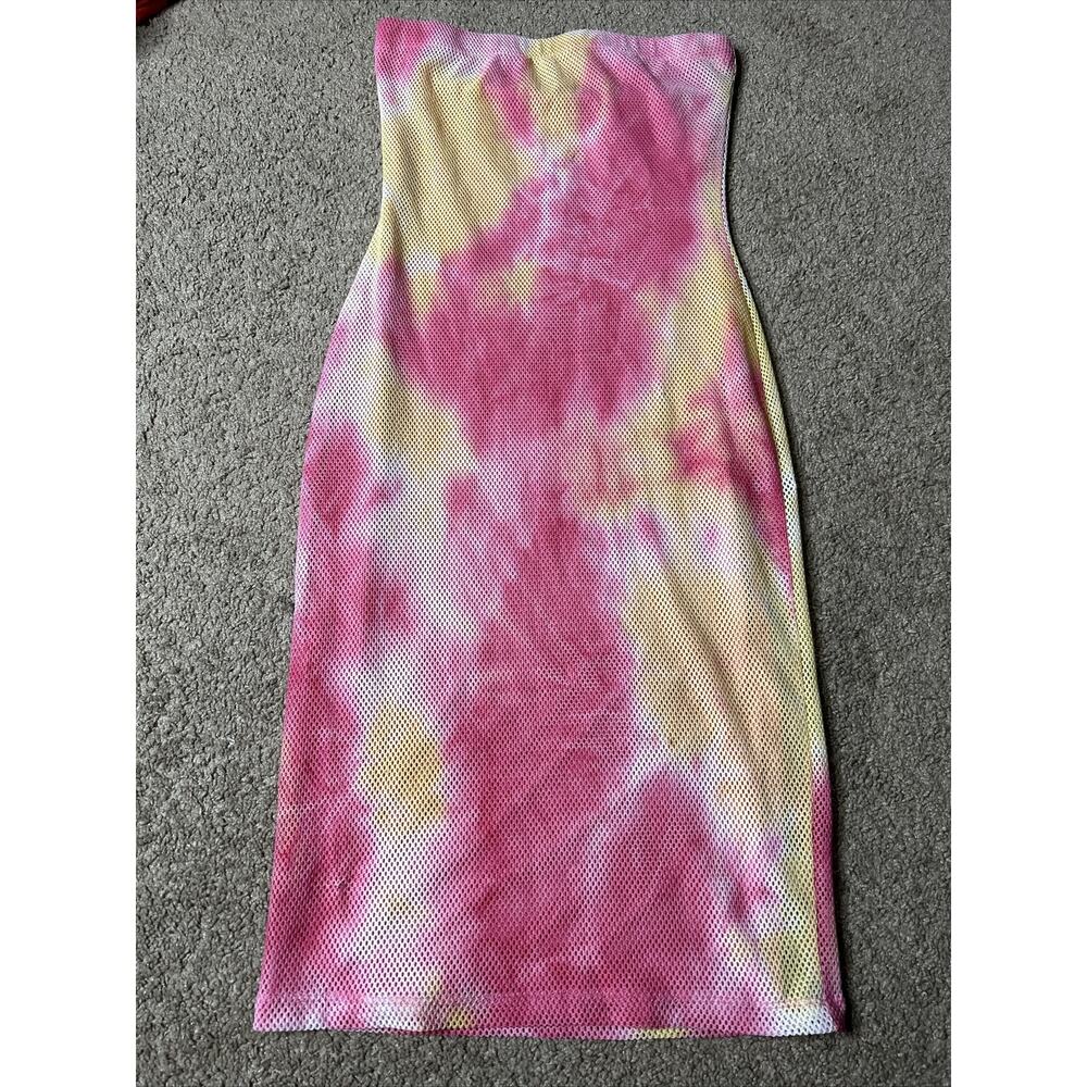 Women’s Size Medium Jolie & Joy Pink & Orange Tie Dye Mesh Tube Top Dress